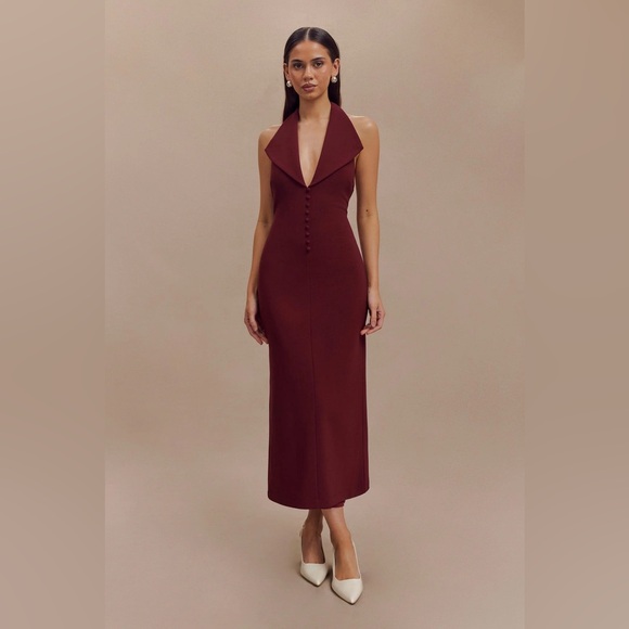 meshki midi dress Meshki - Yanina Cotton Halter Midi Dress - White
